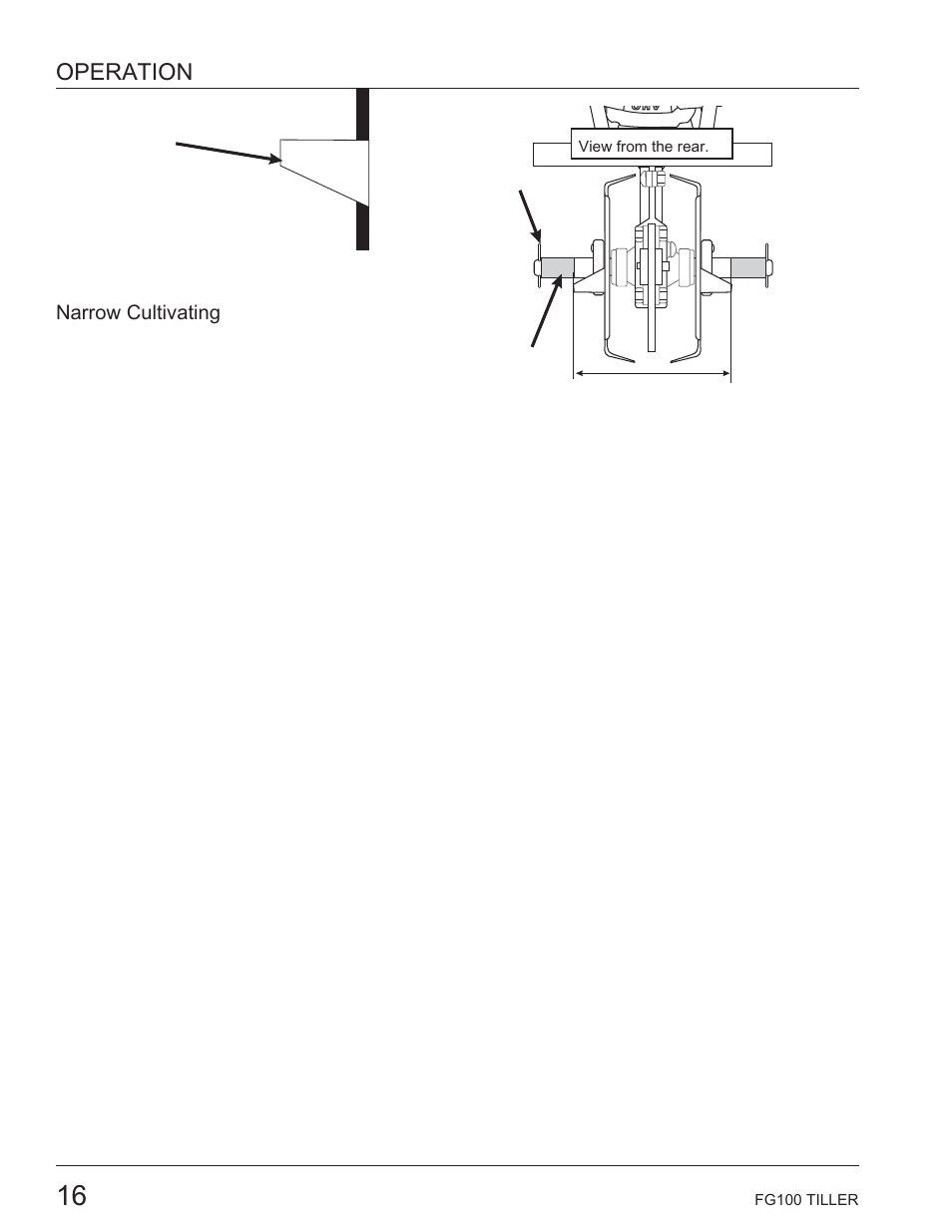 Narrow cultivating, Operation | HONDA HARMONY FG100 User Manual | Page 18 / 53