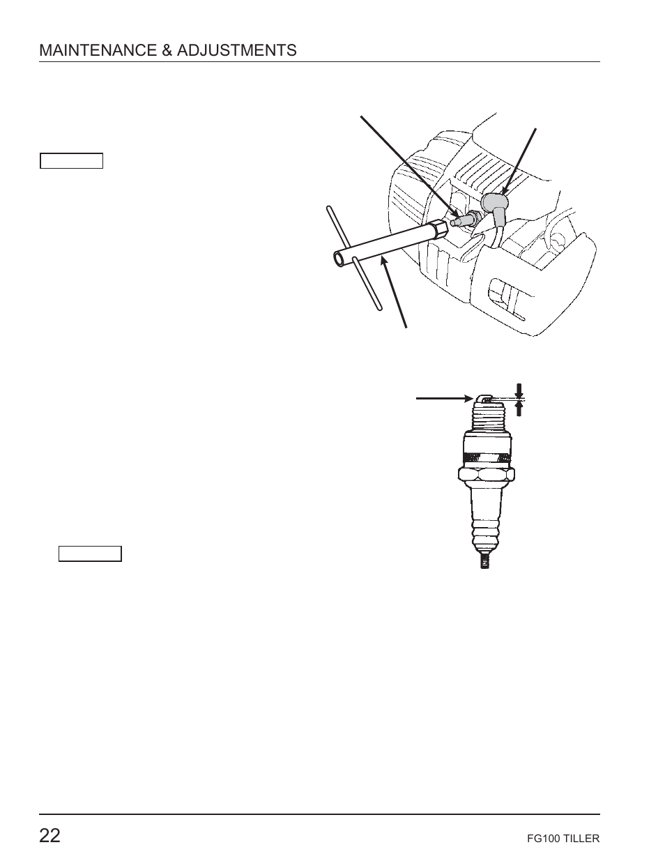 Spark plug service, Maintenance & adjustments | HONDA HARMONY FG100 User Manual | Page 24 / 53