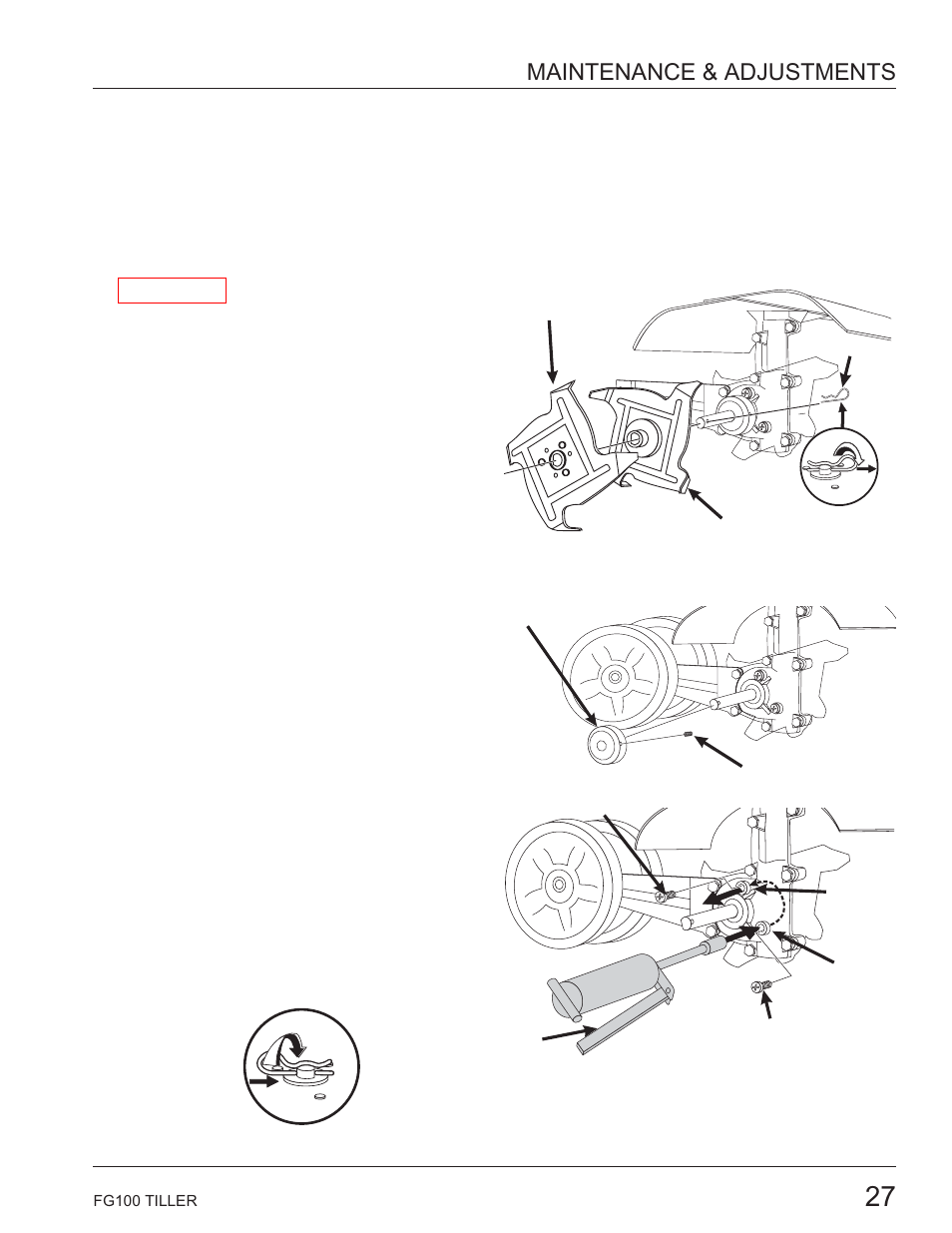 Transmission lubrication, Maintenance & adjustments | HONDA HARMONY FG100 User Manual | Page 29 / 53