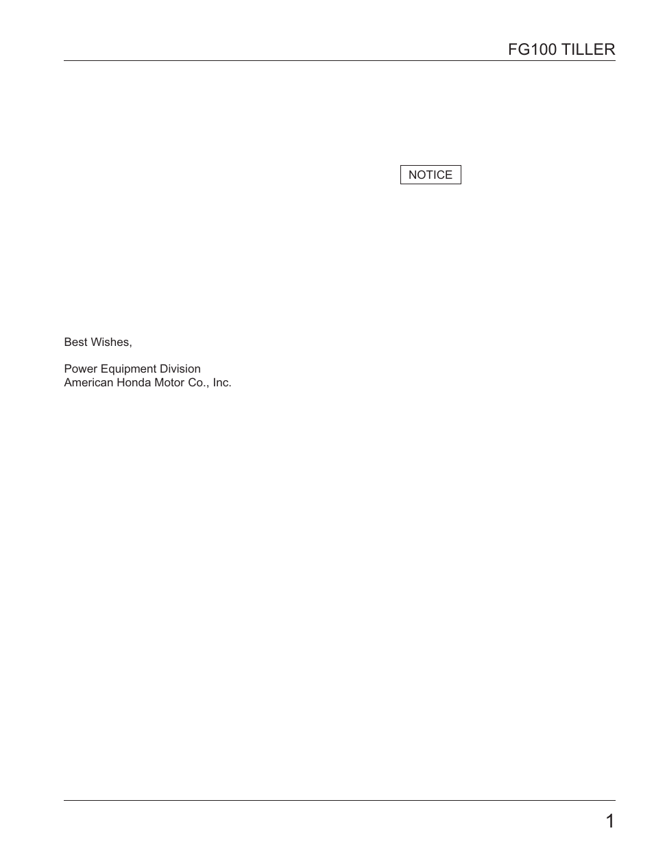 Fg100 tiller | HONDA HARMONY FG100 User Manual | Page 3 / 53