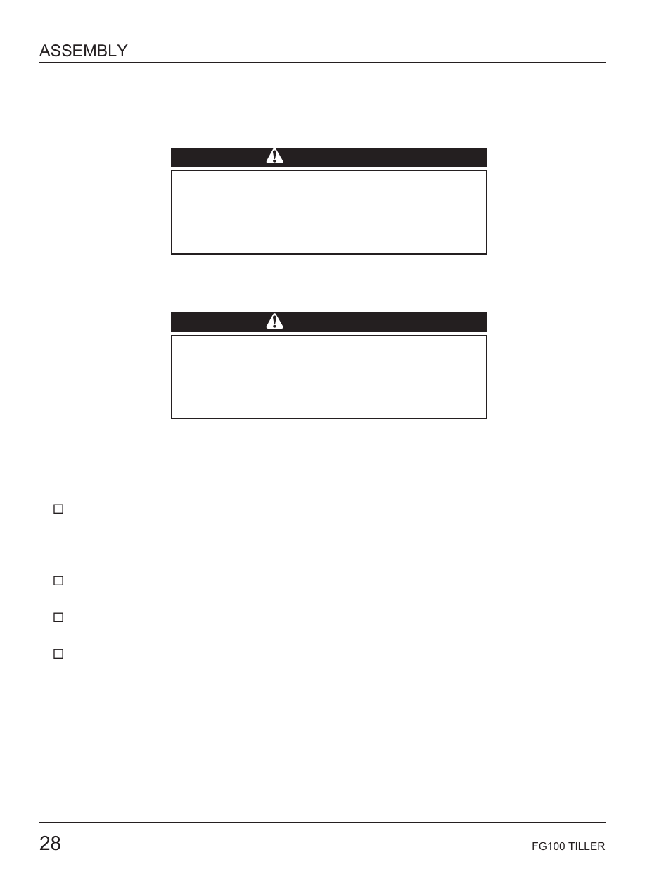 Assembly, The importance of proper assembly, Important safety precautions | Bwarning | HONDA HARMONY FG100 User Manual | Page 30 / 53