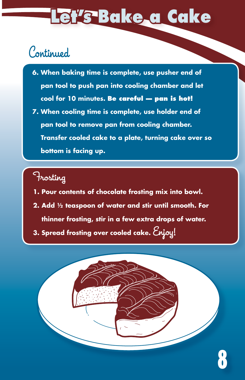 Let’s bake a cake, Continued, Frosting | Enjoy | Hasbro 35229 User Manual | Page 8 / 12