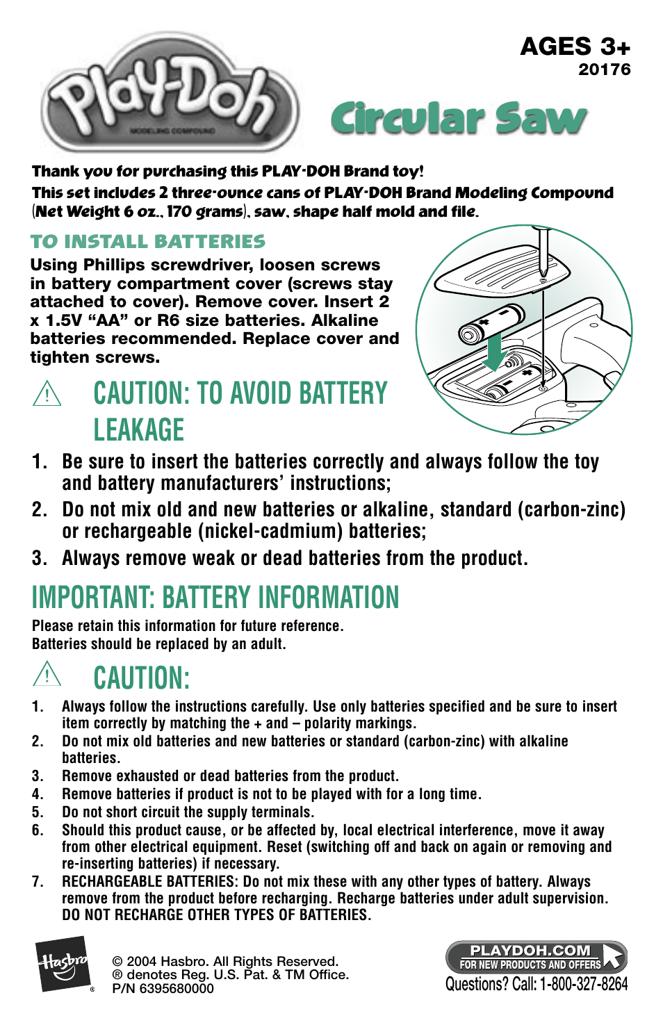Hasbro 20176 User Manual | 1 page