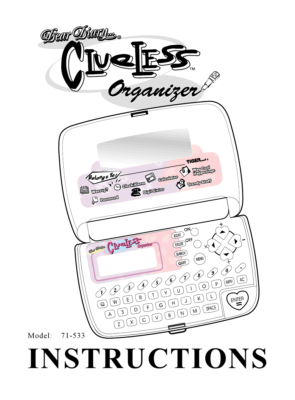 Instructions | Hasbro Clueless Organizer 71-533 User Manual | Page 25 / 26
