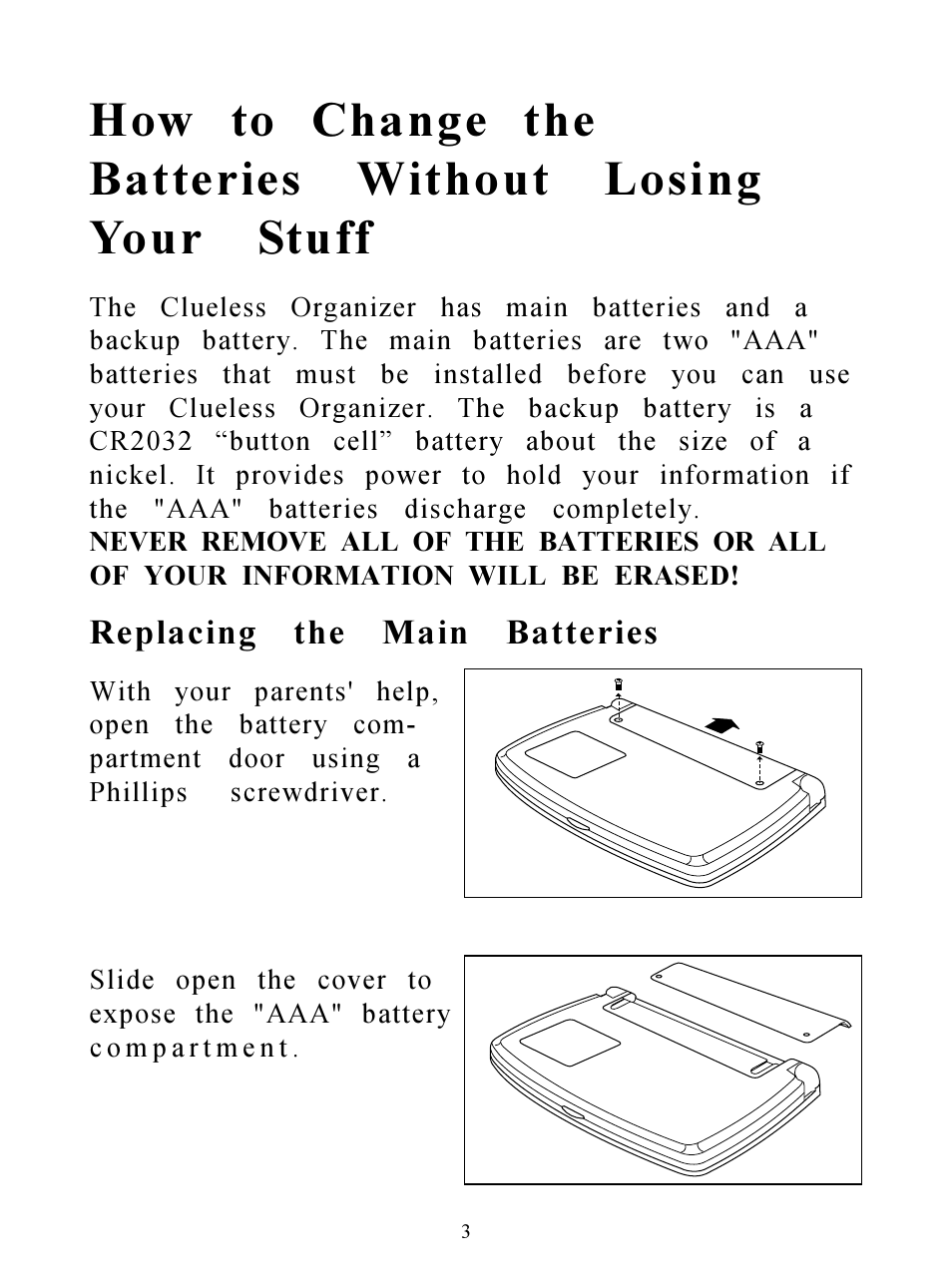 Hasbro Clueless Organizer 71-533 User Manual | Page 3 / 26