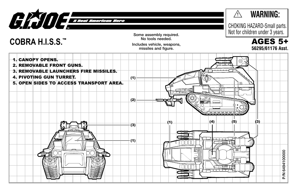 Hasbro Cobra H.I.S.S. 56295/61176 User Manual | 2 pages