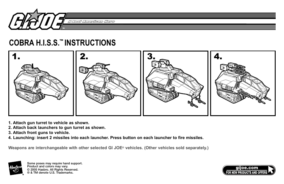 3. cobra h.i.s.s, Instructions 4. 1 | Hasbro Cobra H.I.S.S. 56295/61176 User Manual | Page 2 / 2