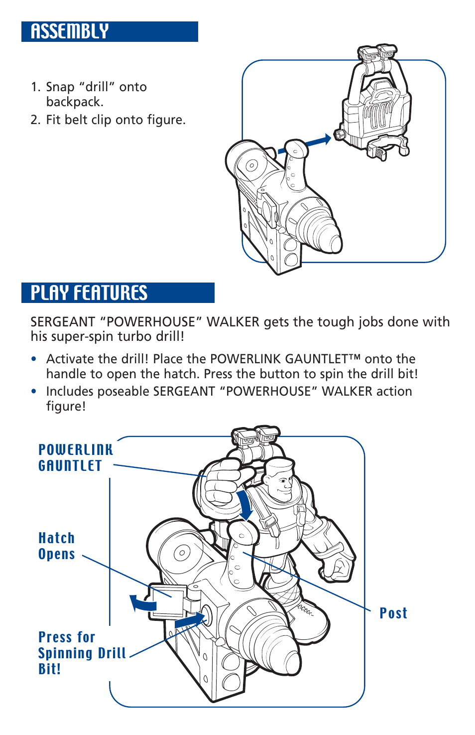 Play features, Assembly | Hasbro 06746/06681 User Manual | Page 3 / 4