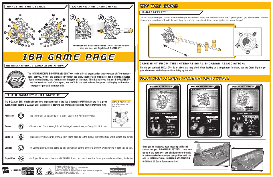 Look for other b-daman blasters, Try this game | Hasbro B Daman Bakuso 98055 User Manual | Page 2 / 2
