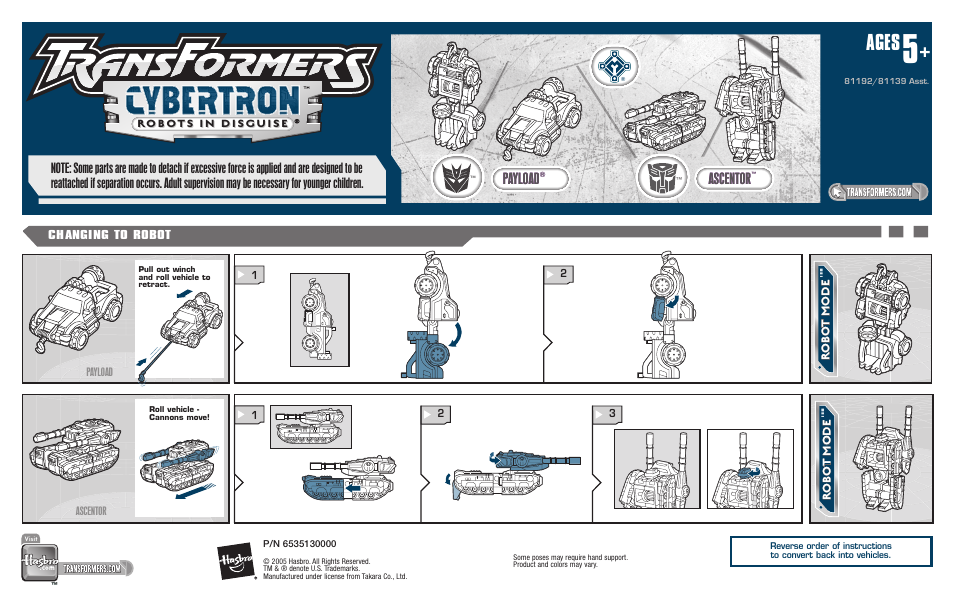 Hasbro Transformers 81139 User Manual | 1 page