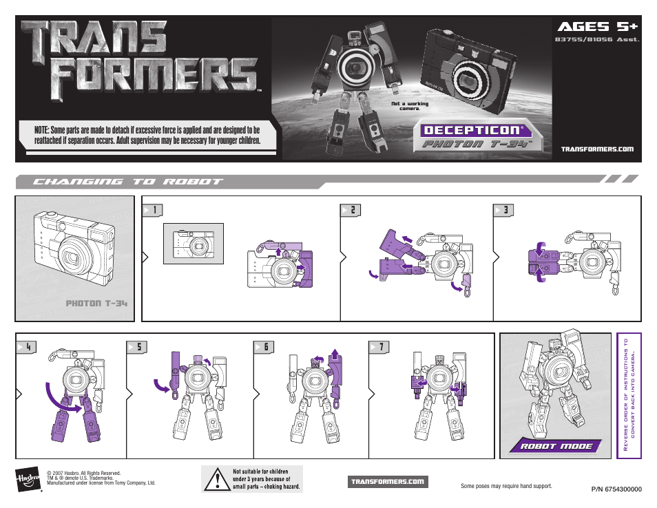 Hasbro Transformers Autobot 81056 Asst. User Manual | 1 page