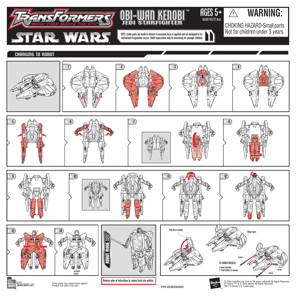 Hasbro Transformers Star Wars 85897 User Manual | 1 page