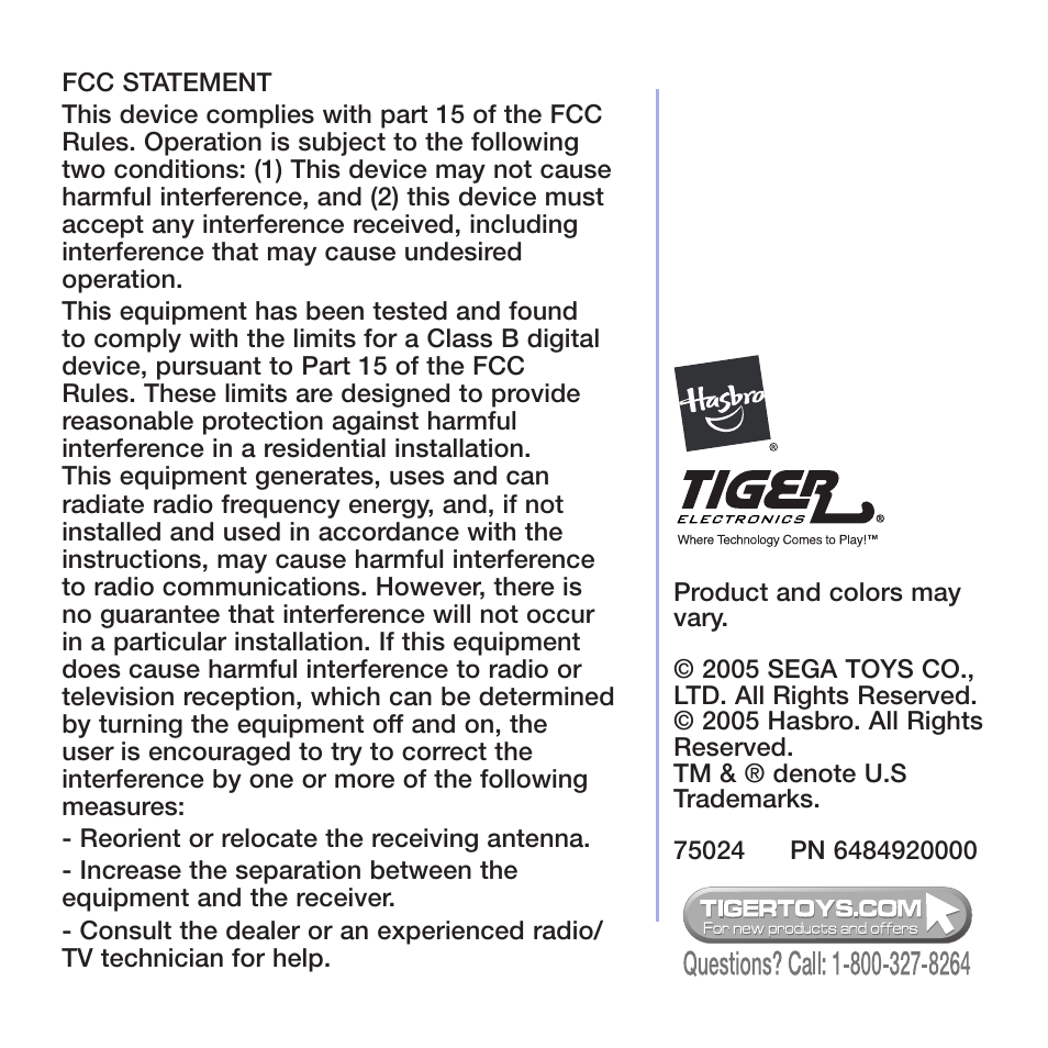 Hasbro 75024 User Manual | Page 16 / 16