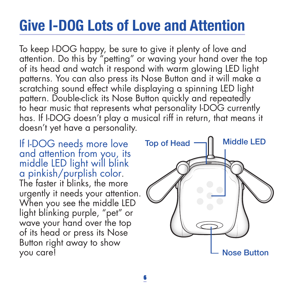 Give i-dog lots of love and attention | Hasbro 75024 User Manual | Page 7 / 16