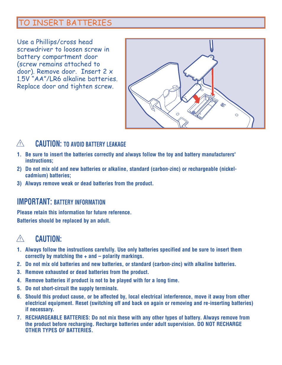 Caution, Important | Hasbro 4926 User Manual | Page 2 / 4