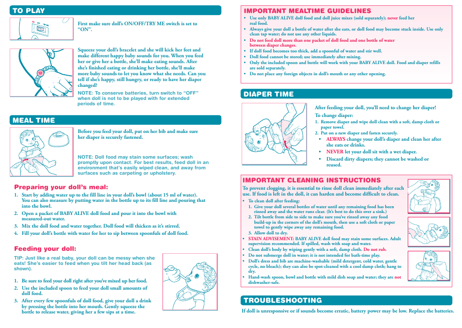 Hasbro BABY ALIVE Changing Time Baby PN 7059570000 User Manual | Page 2 / 2