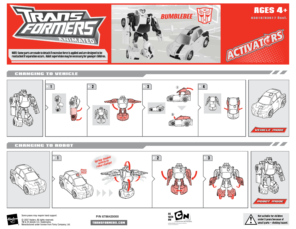 Hasbro Bumblebee 83618 User Manual | 1 page