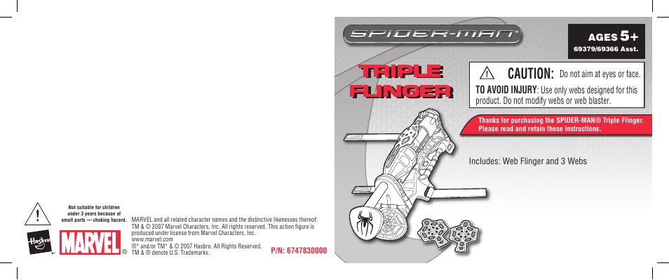 Hasbro Spider-man Triple Flinger 69379/69366 User Manual | 2 pages