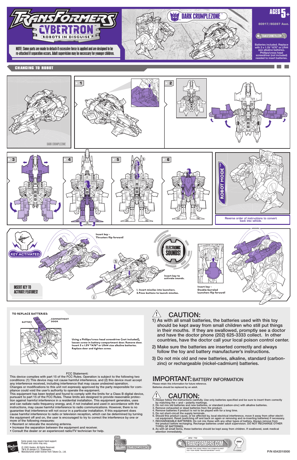 Hasbro Transformers Cybertron Dark Crumplezone 80287 User Manual | 1 page