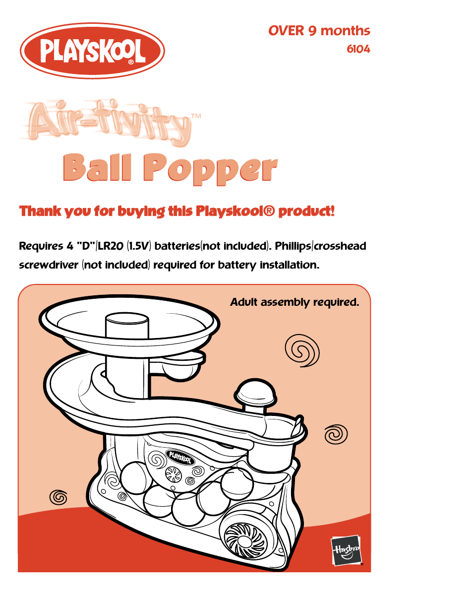 Hasbro Air-tivity Ball Popper 6104 User Manual | 4 pages