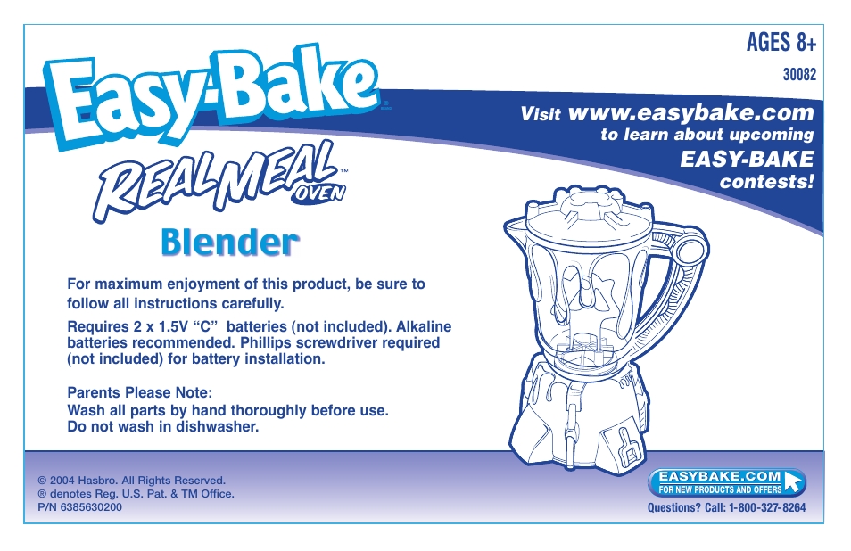 Hasbro Easy Bake 3082 User Manual | 2 pages
