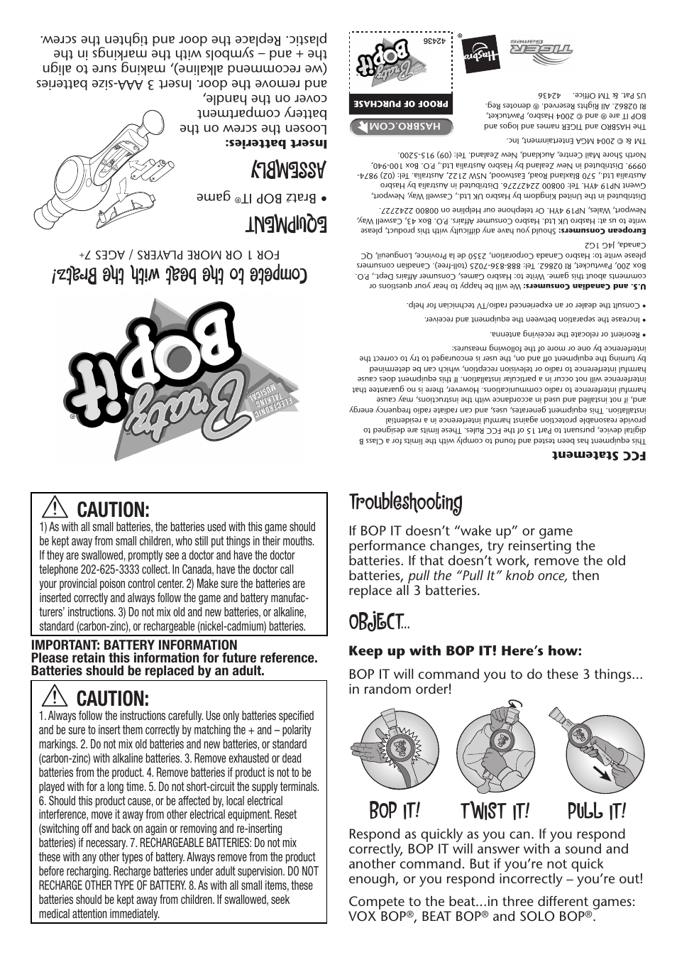 Hasbro Bop it Bratz User Manual | 2 pages