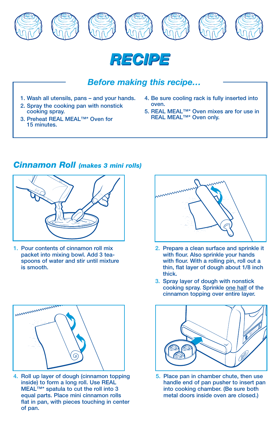 Recipe, Cinnamon roll, Before making this recipe | Hasbro 65549/65705 User Manual | Page 2 / 4