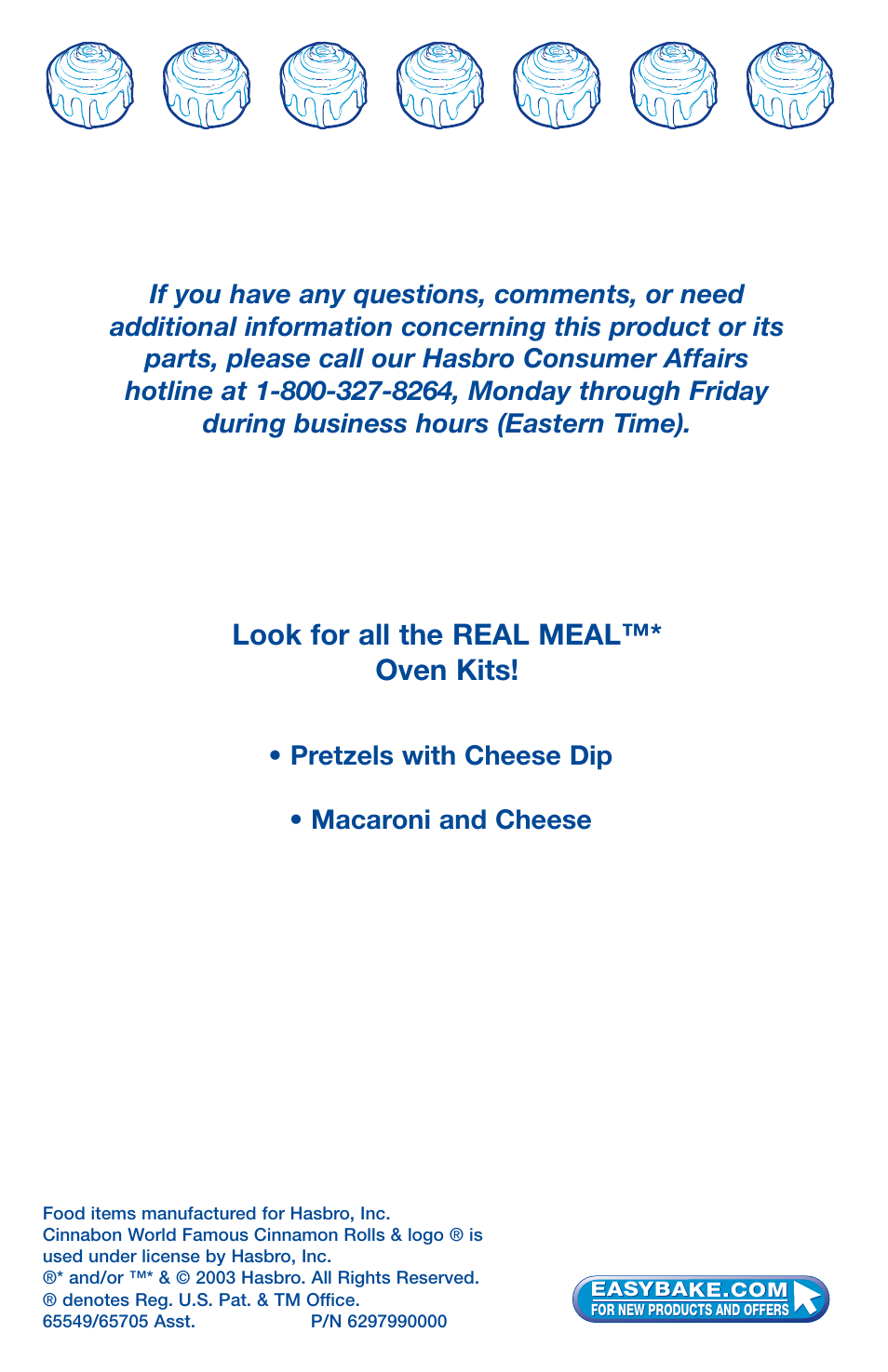Look for all the real meal™* oven kits | Hasbro 65549/65705 User Manual | Page 4 / 4