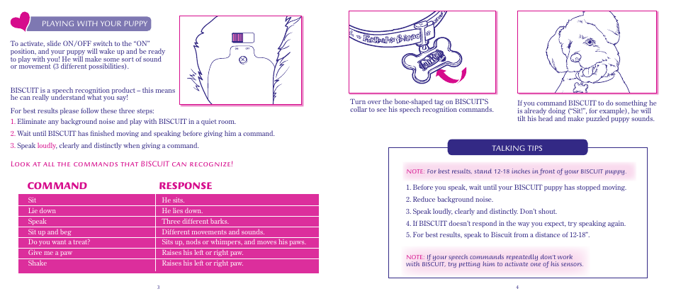 Command response | Hasbro Biscuit My Lovin Pup 77698 User Manual | Page 4 / 4