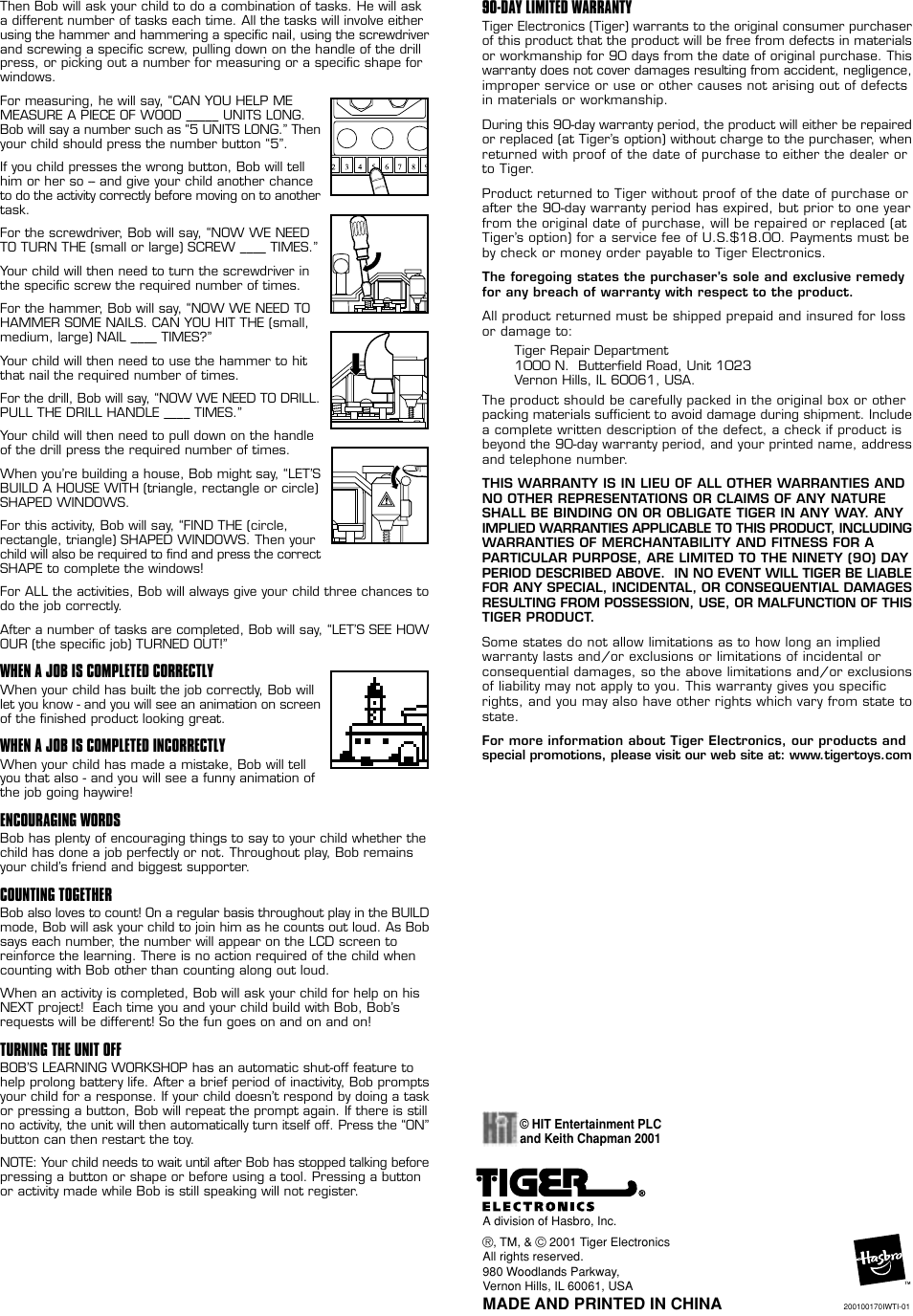 Hasbro Bob's Learning Workshop User Manual | Page 2 / 2