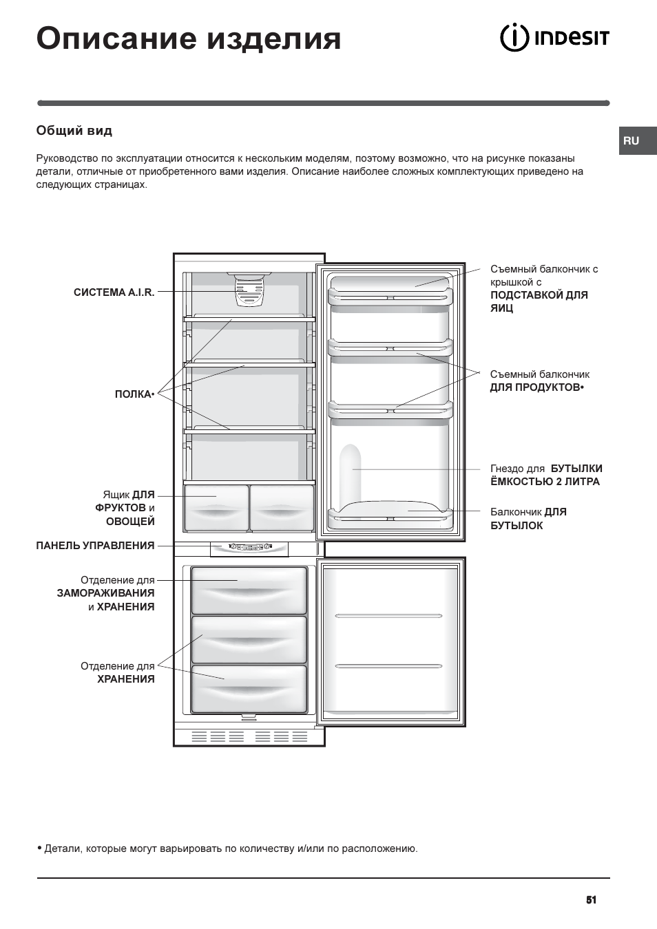 Описание изделия | Indesit IN CH 310 AA VE I User Manual | Page 51 / 60