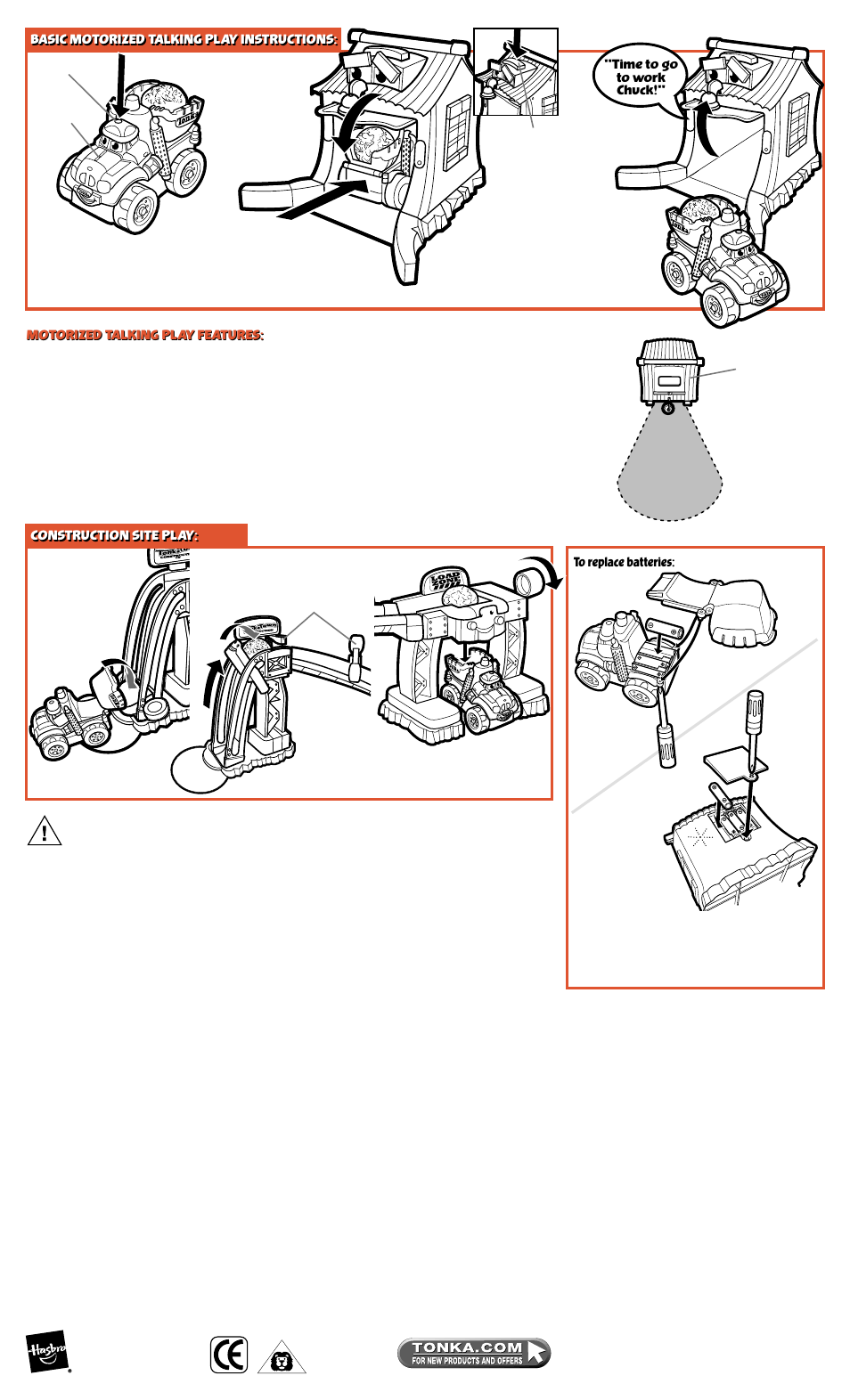 Caution, The interactive zone the interactive zone | Hasbro Tonka Town Construction Site 90548 User Manual | Page 2 / 2