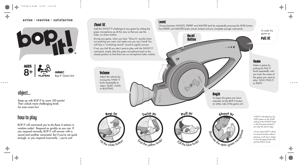 Hasbro BOP IT 7789 User Manual | 2 pages