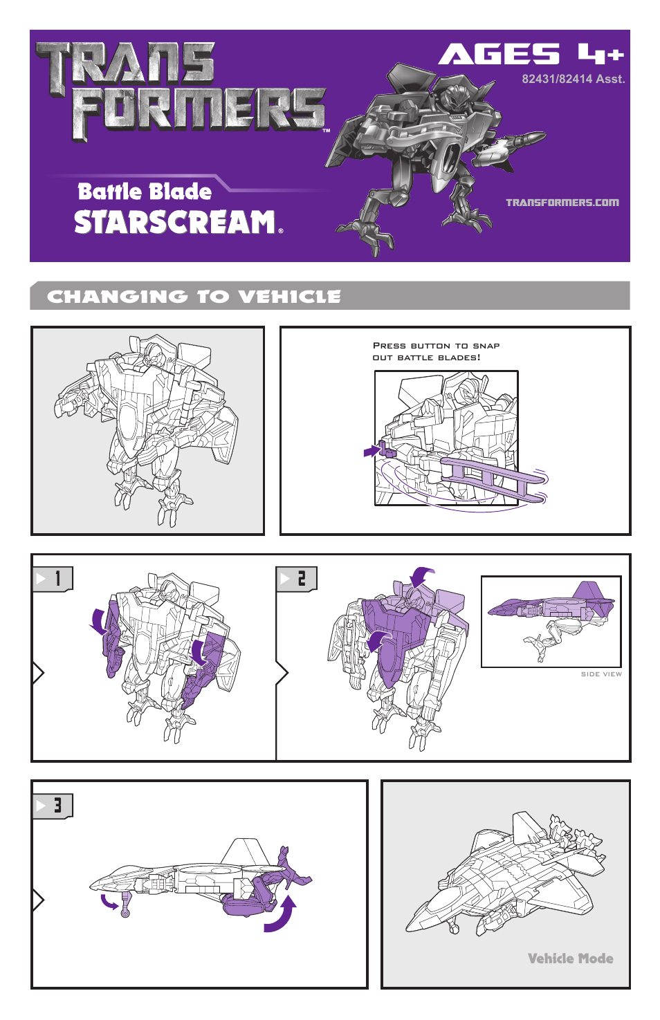 Hasbro Battle Blade Starscream 82431 User Manual | 2 pages