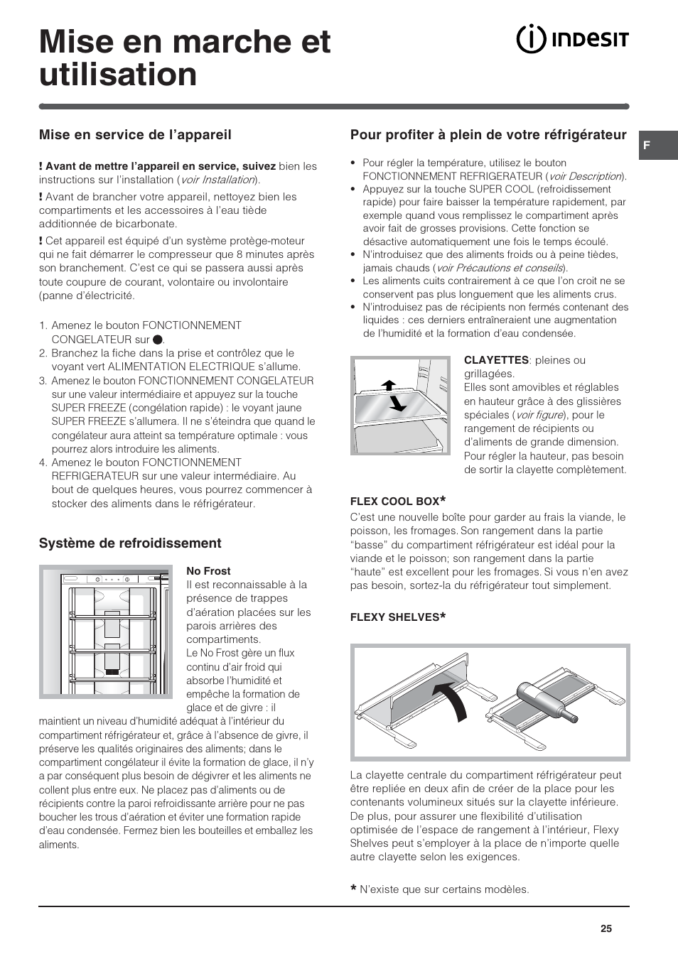 Mise en marche et utilisation | Indesit PBAA 34 NF User Manual | Page 25 / 72