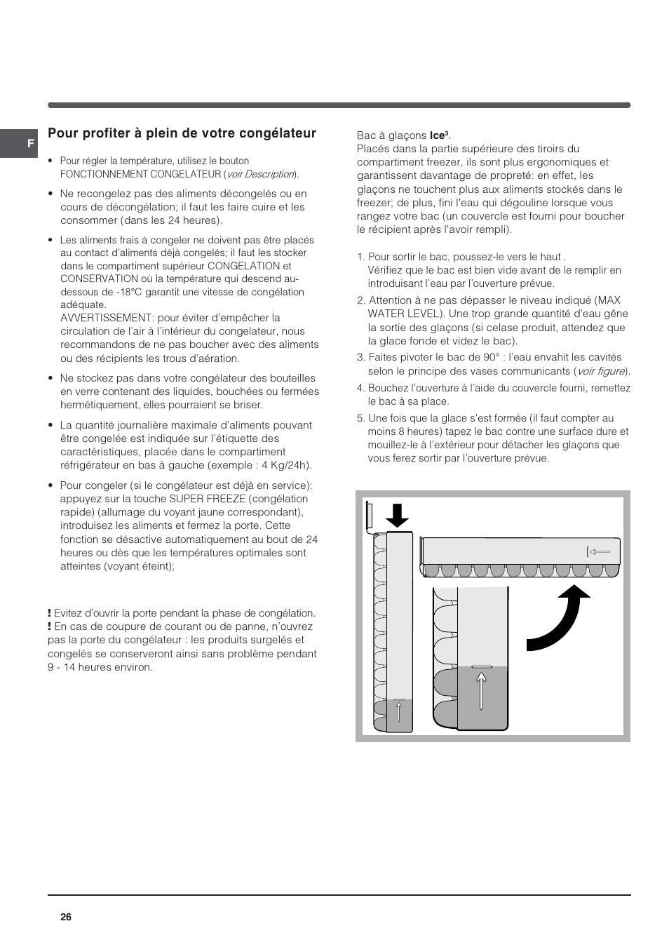 Pour profiter à plein de votre congélateur | Indesit PBAA 34 NF User Manual | Page 26 / 72