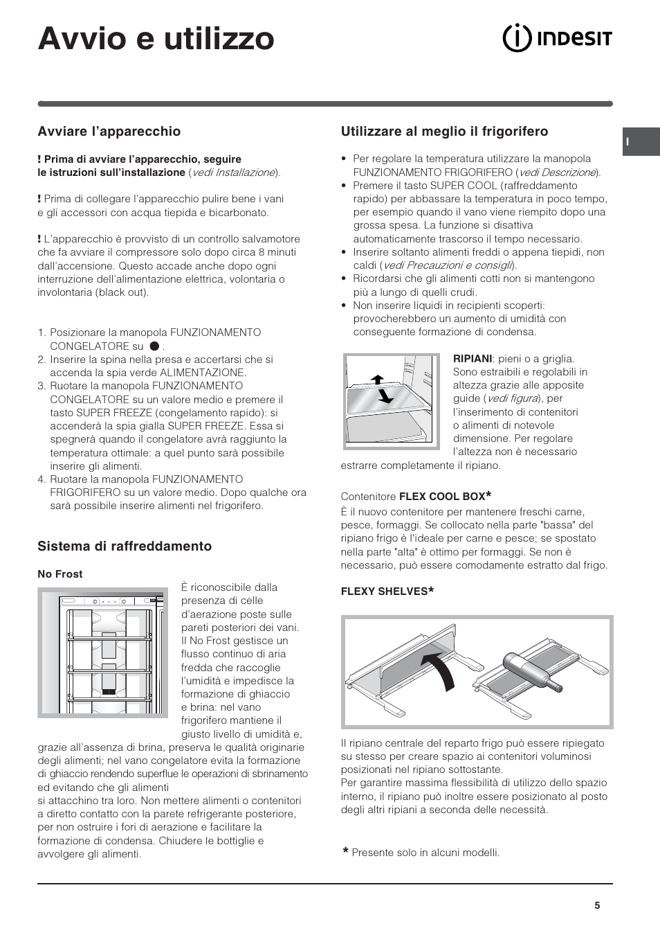 Avvio e utilizzo | Indesit PBAA 34 NF User Manual | Page 5 / 72