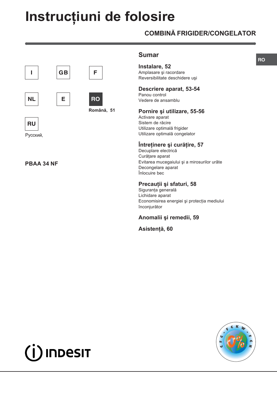 Indesit PBAA 34 NF User Manual | Page 51 / 72