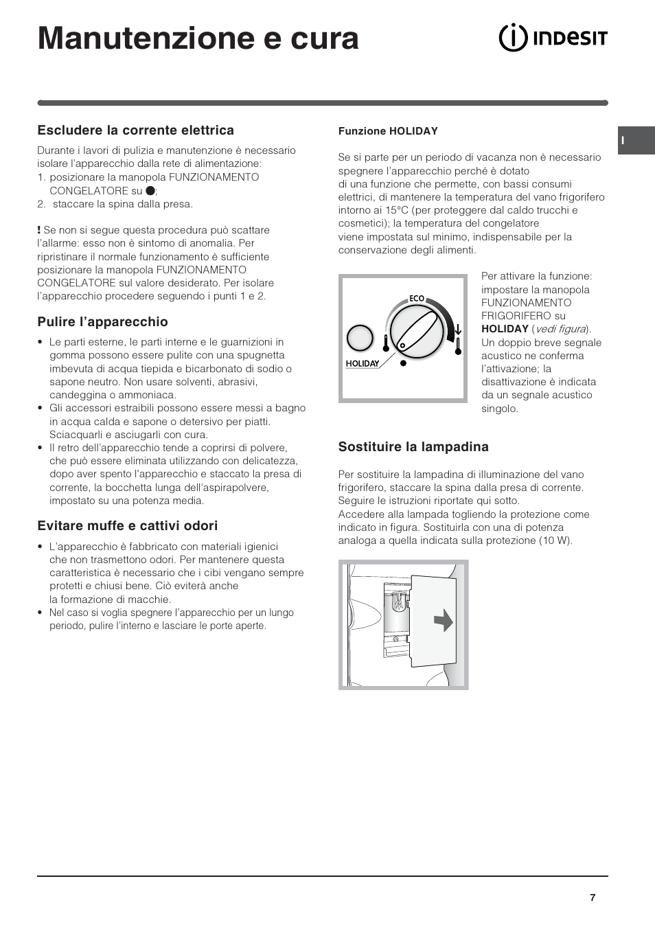 Manutenzione e cura | Indesit PBAA 34 NF User Manual | Page 7 / 72