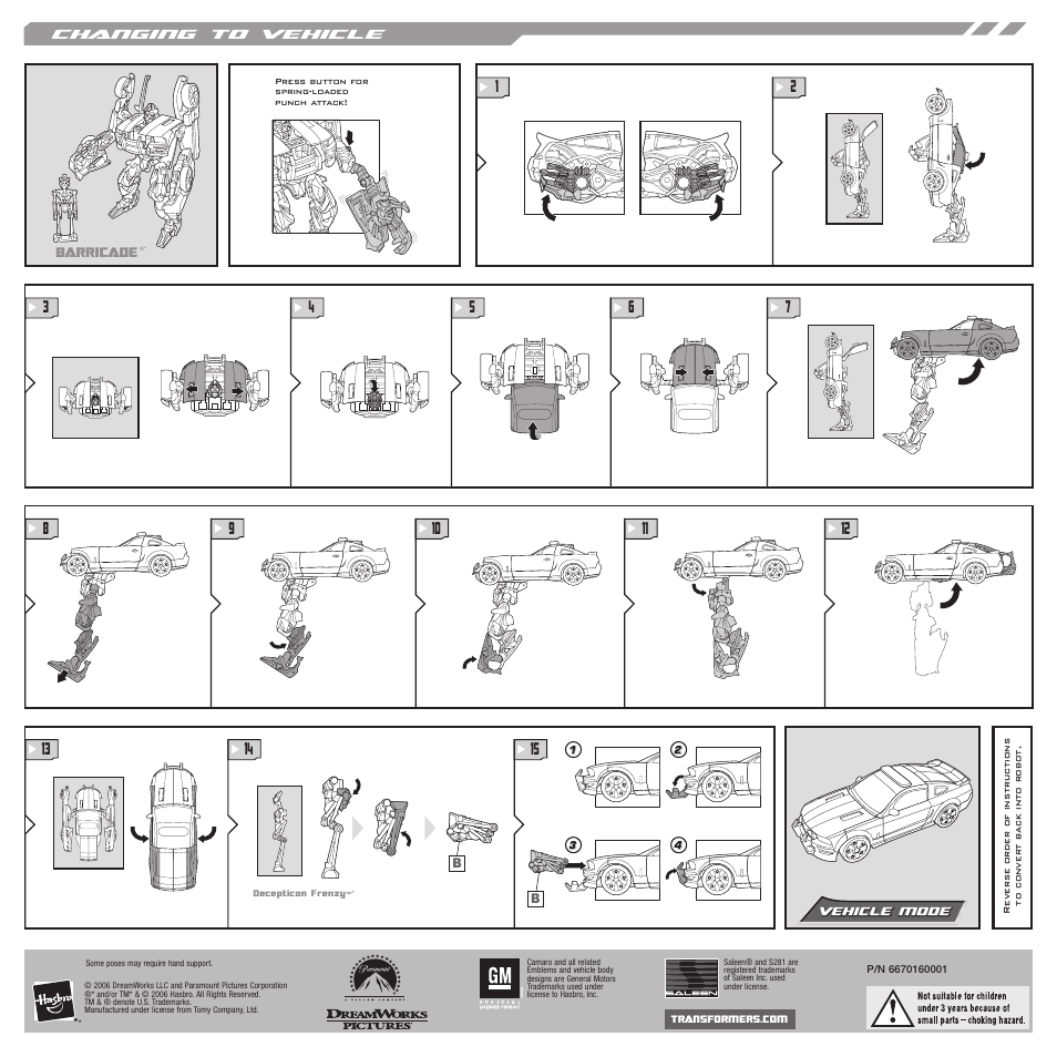 Hasbro Transformers Bumblebee vs Barricade 82993 User Manual | Page 2 / 2