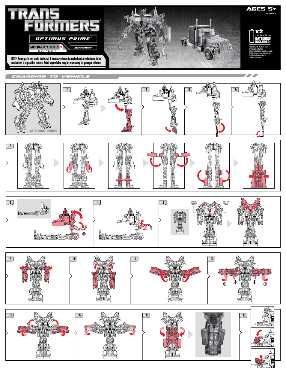 Hasbro Transformers Optimus Prime 27653 User Manual | 2 pages