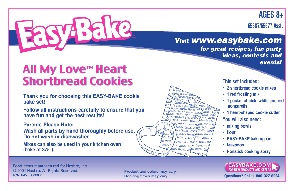 Hasbro All My Love Heart Shortbread Cookies 65587/65577 User Manual | 4 pages