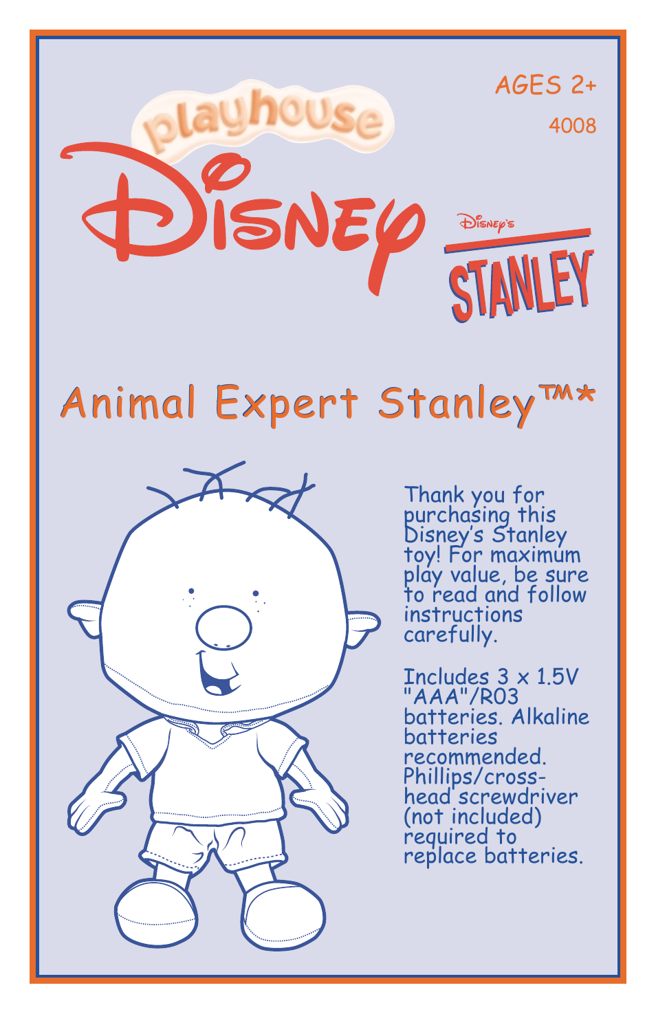 Hasbro Animal Expert Stanley 4008 User Manual | 4 pages