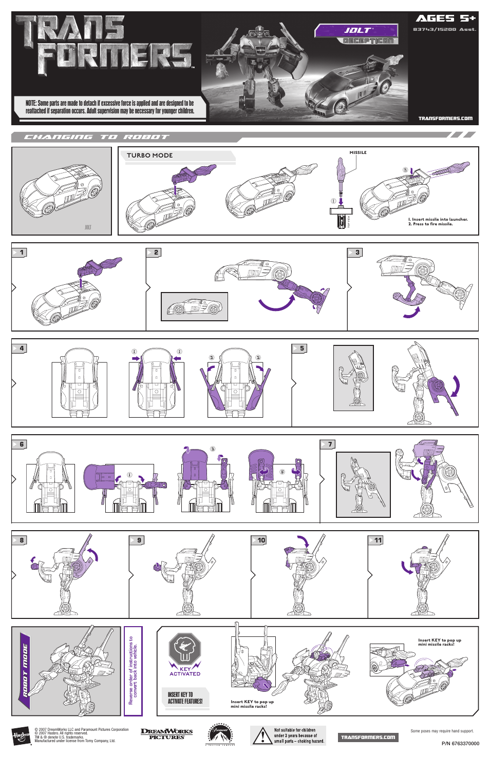 Hasbro Transformers 15200 User Manual | 1 page