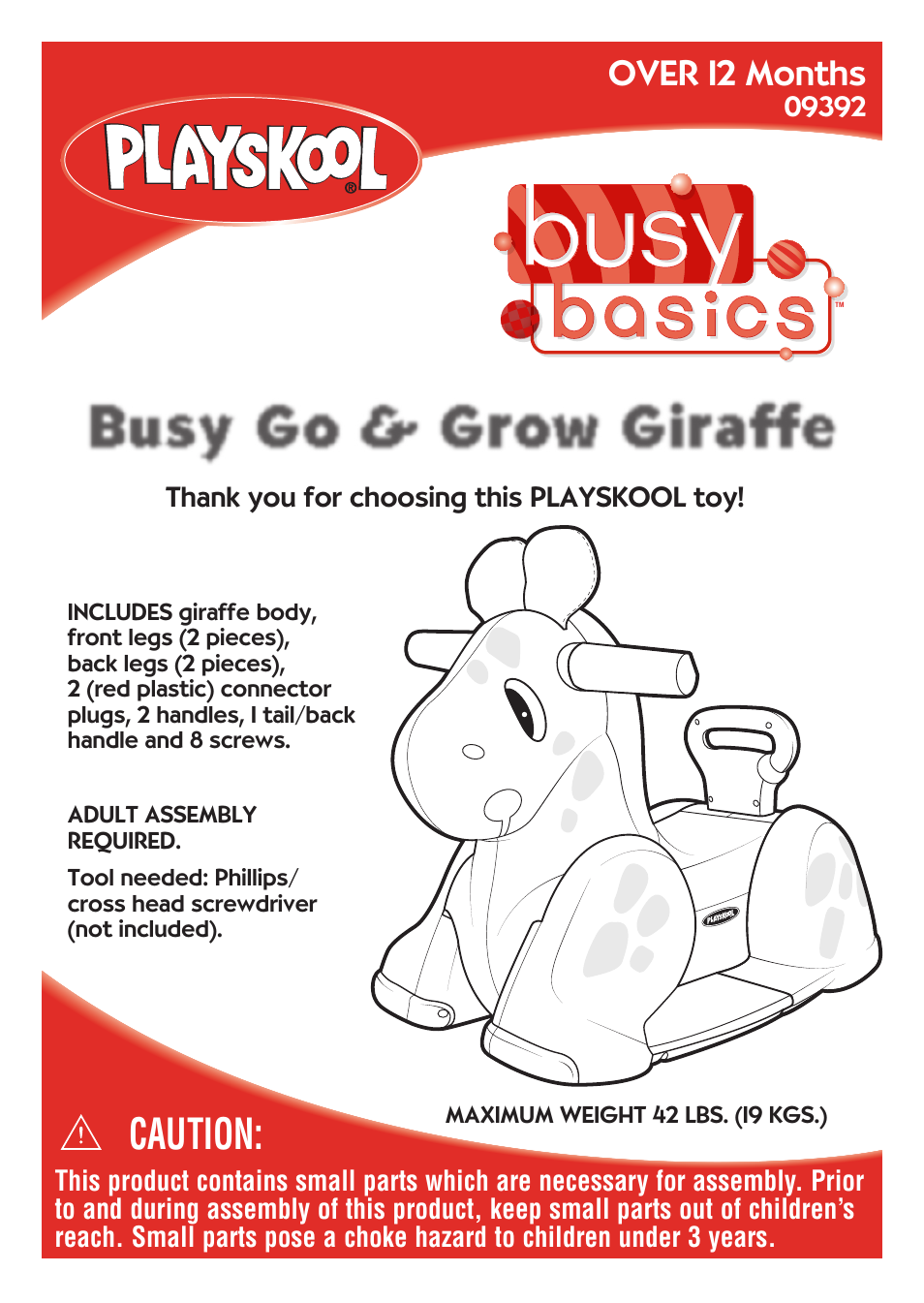 Hasbro Busy Go & Grow Giraffe 09392 User Manual | 4 pages