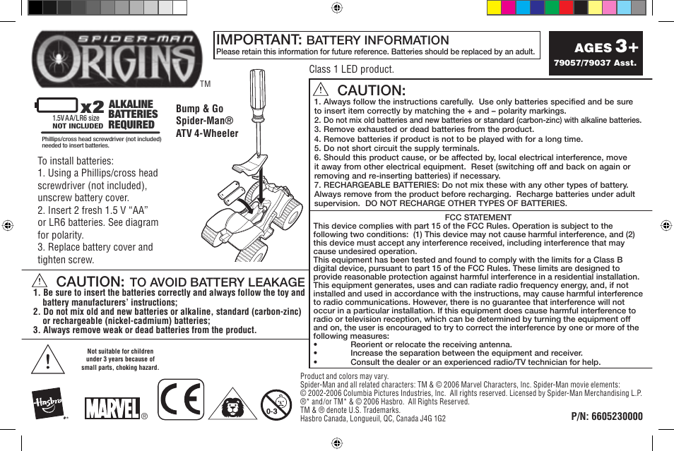 Hasbro 79057/79037 User Manual | 1 page