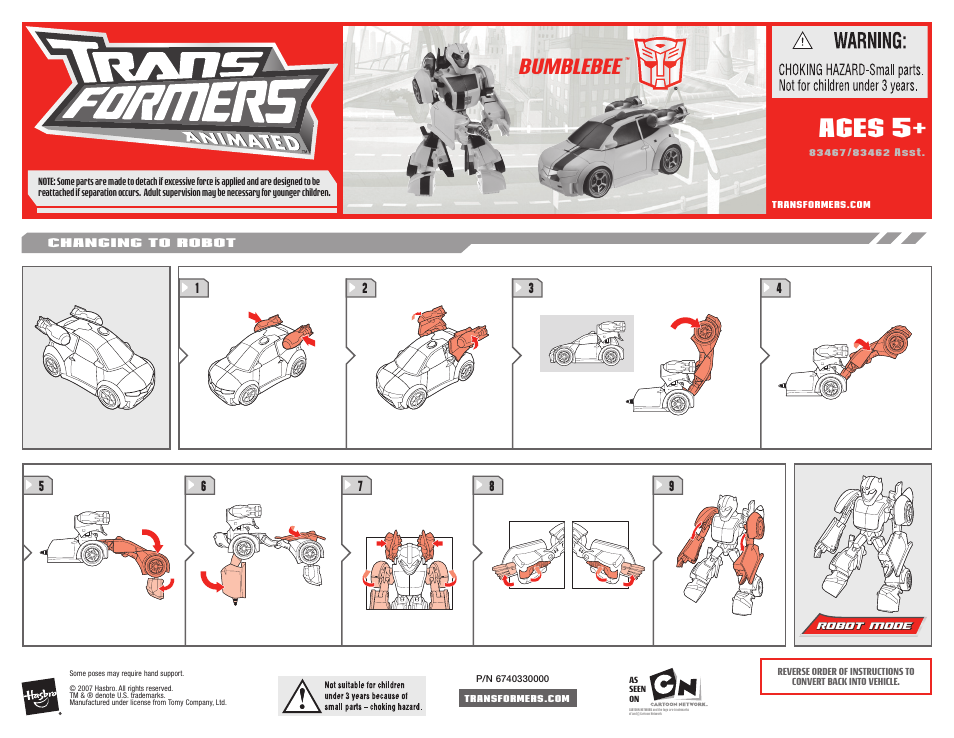 Hasbro Transformers 83462 User Manual | 1 page