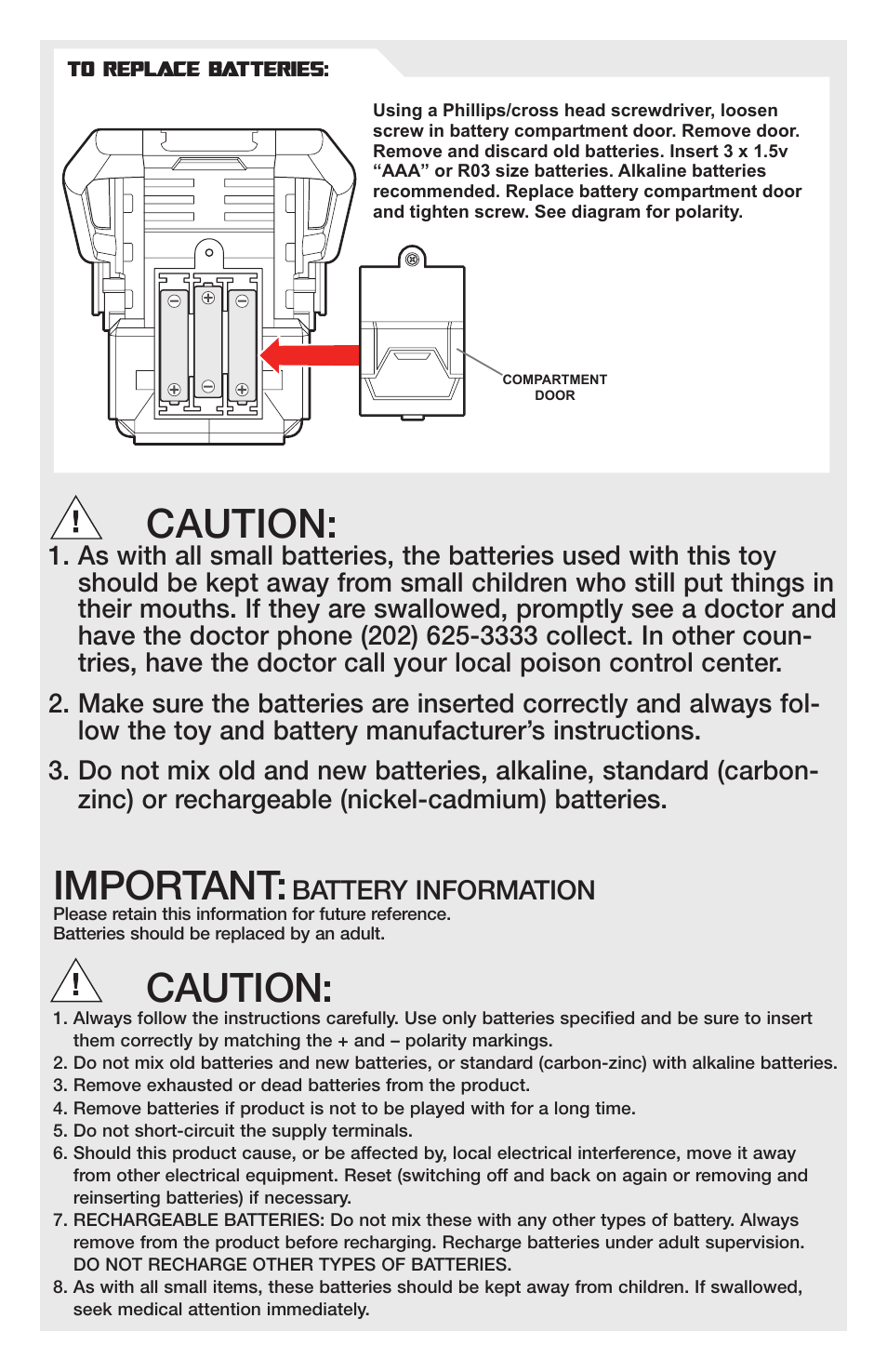 Important, Caution | Hasbro Autobot Ratchet Allspark Blaster 6750370002 User Manual | Page 3 / 4