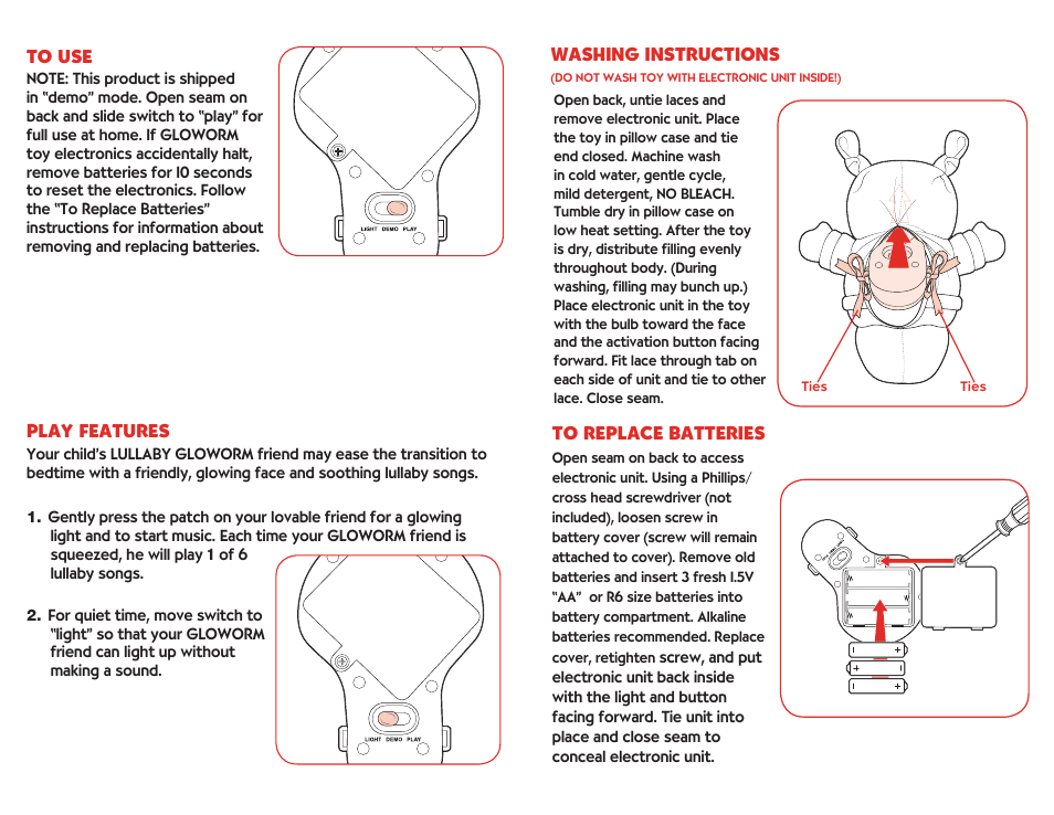 Hasbro Lullaby Gloworm 06552 User Manual | Page 2 / 2