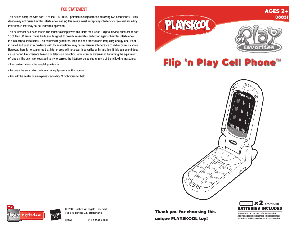 Hasbro 08851 User Manual | 2 pages